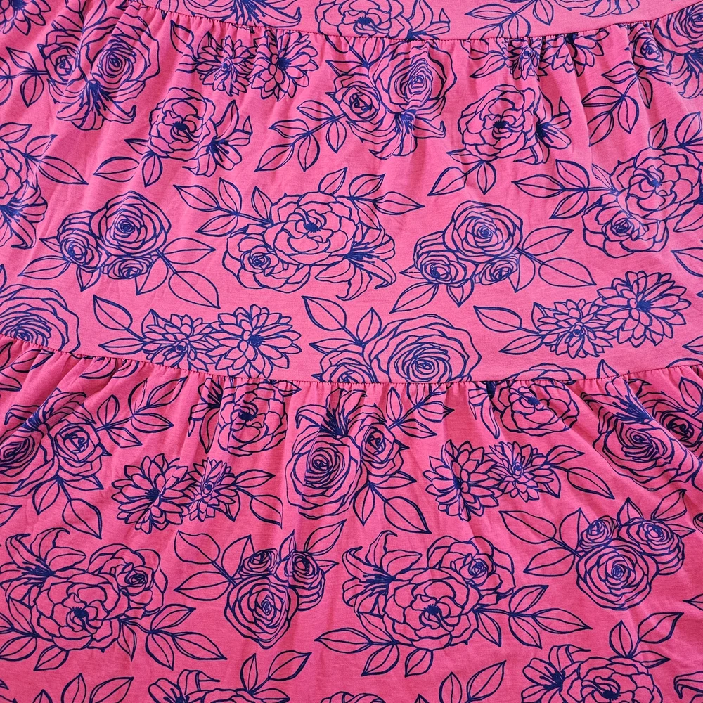 LuLaRoe Plus Size Pink and Blue Floral Maxi Skirt
